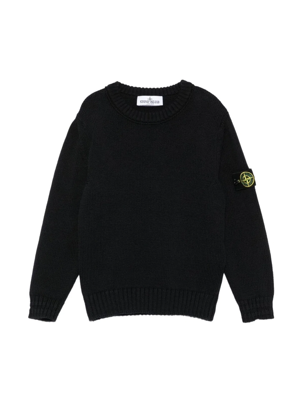 Stone Island Kids Mini Ribbed Neckline Sweatshirt For Boys In Black