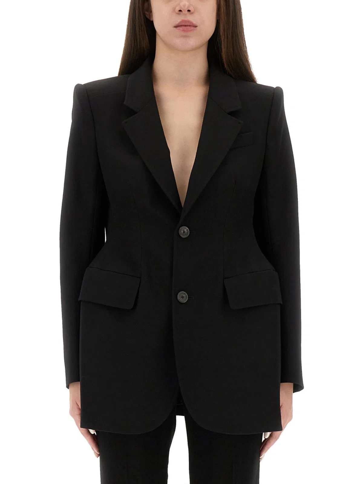 Balenciaga Single-breasted Wool Jacket In Black