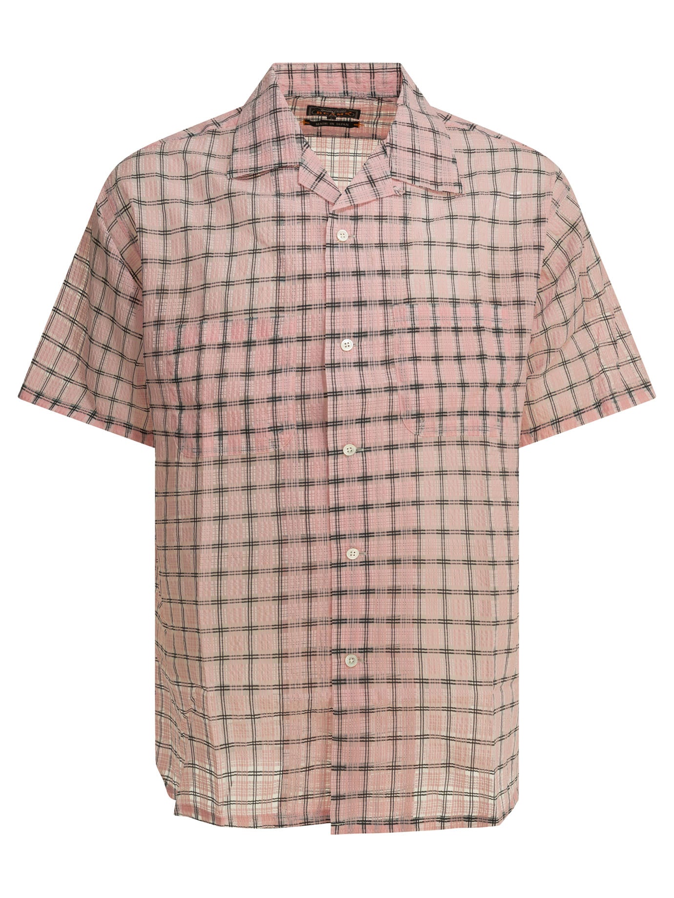 "Open Collar Nylon Airy Plaid" Casual Shirt