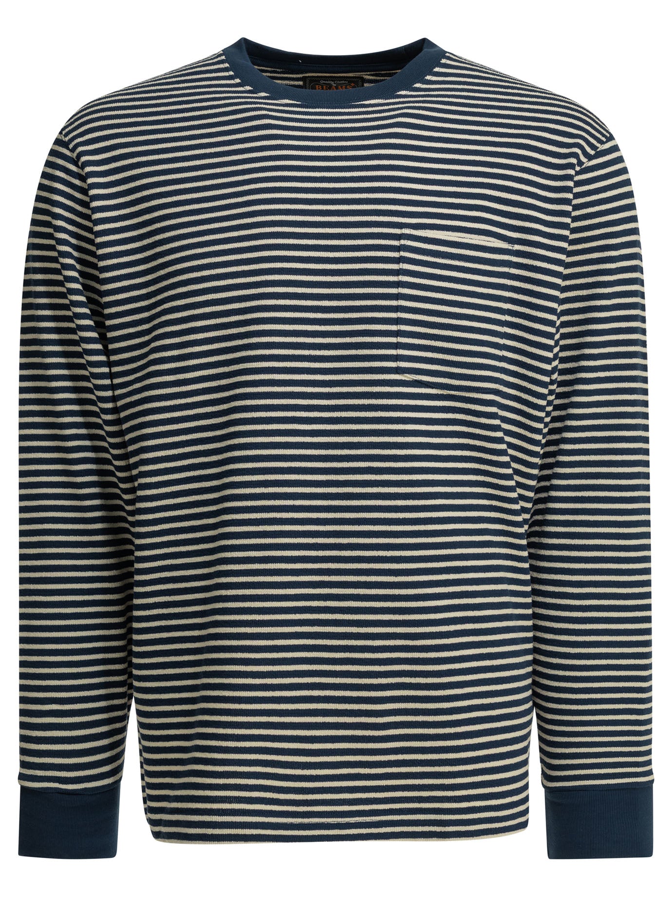 Blue Cotton Striped Crewneck T-Shirt