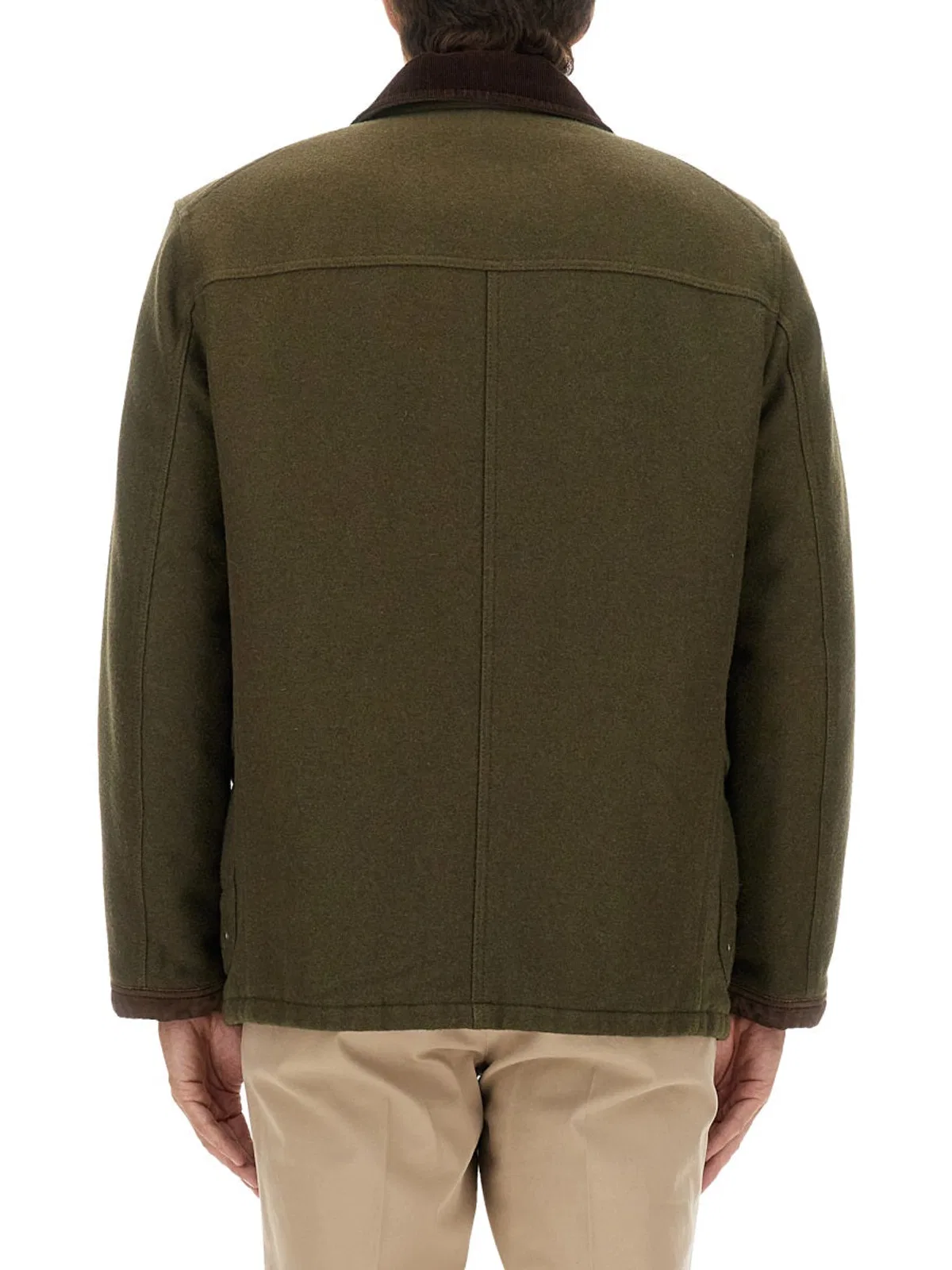 Fay 4-hook Jacket In Brown With Ribbed Collar In Multi