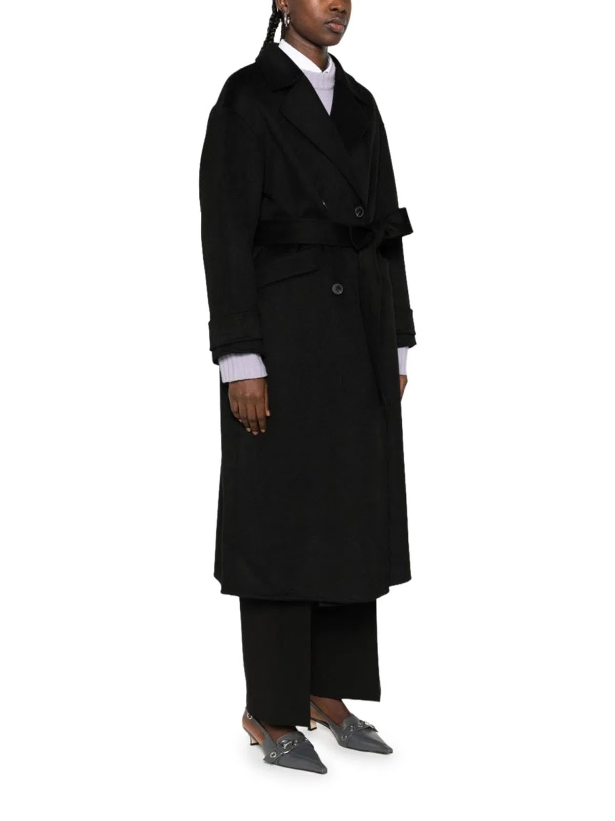 The Dynamis Studio Savile Double-breasted Wool Coat In Black