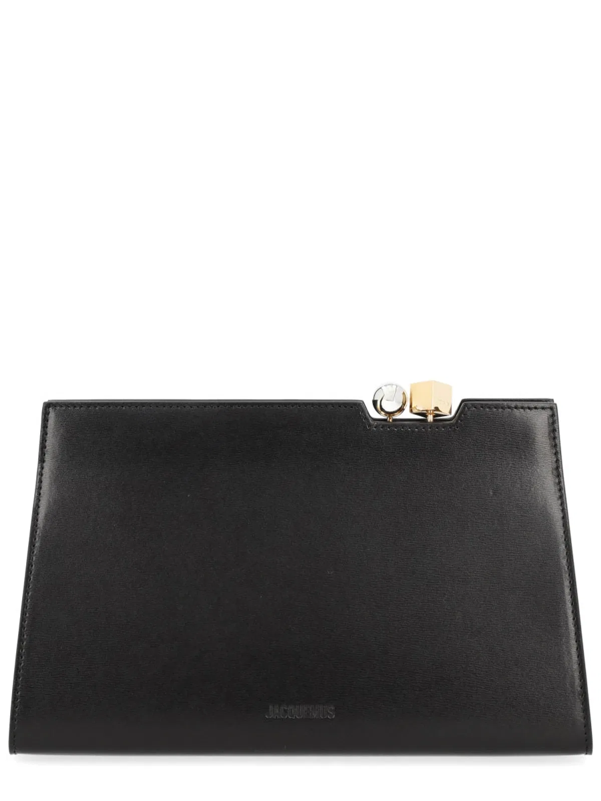 Jacquemus Structured Leather Clutch Bag In Pink
