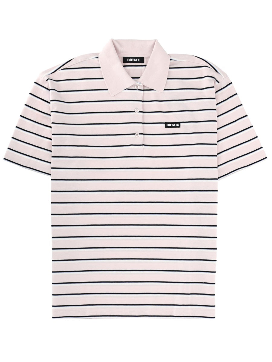 Rotate Birger Christensen Striped Polo Shirt With Logo
