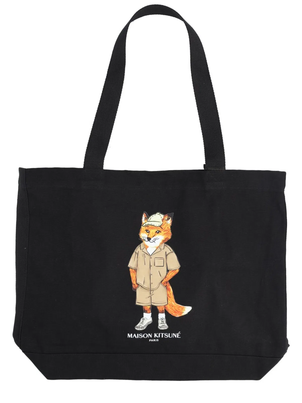 Maison Kitsuné Borsa Tote "dressed Fox" In Black
