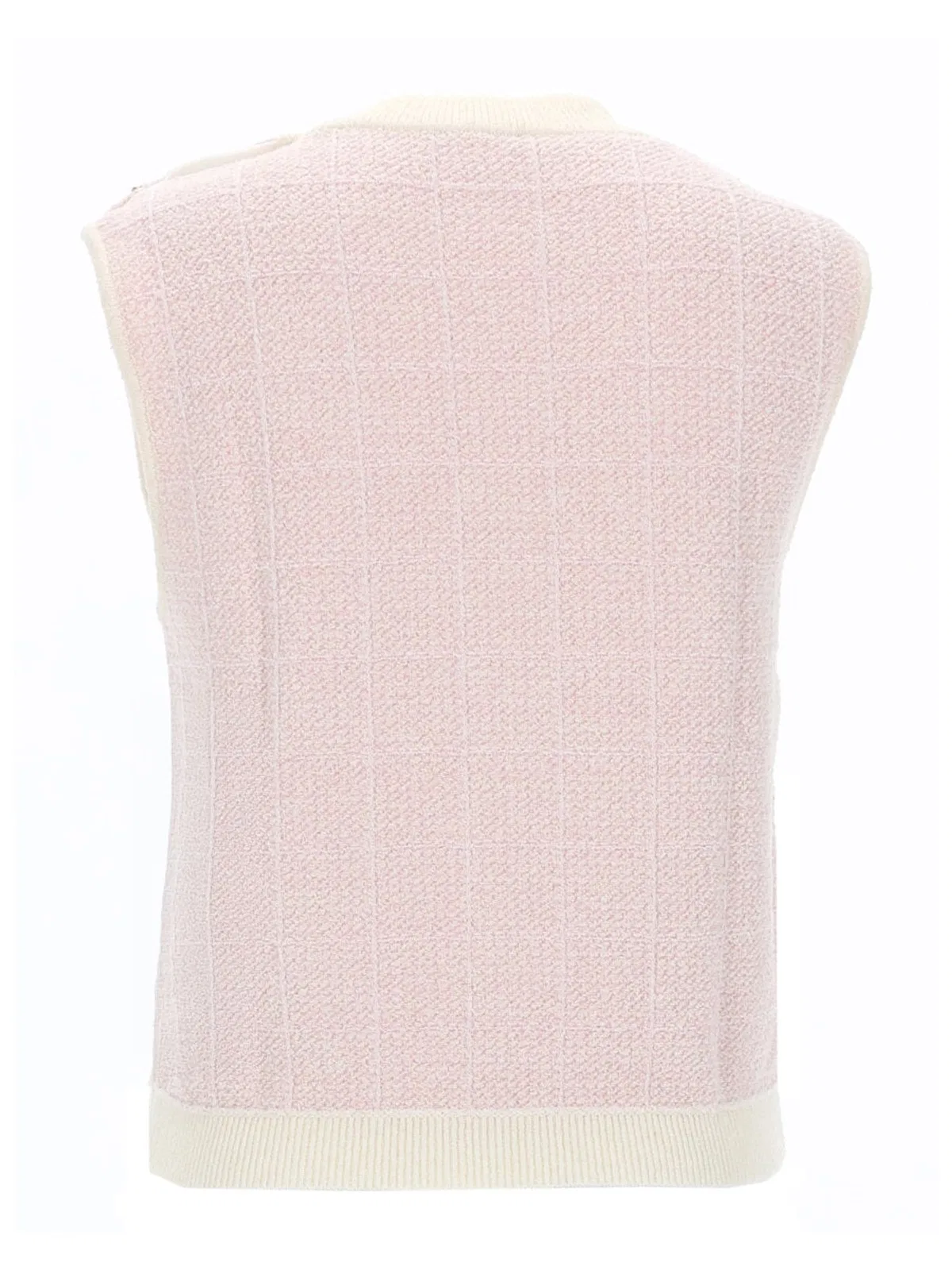 Balmain Knit Top Button Detail Sleeveless Round Neck In Neutral