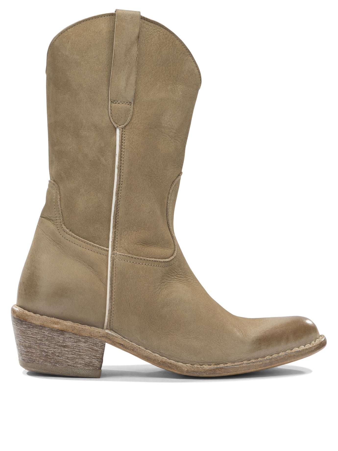Beige Leather Boots