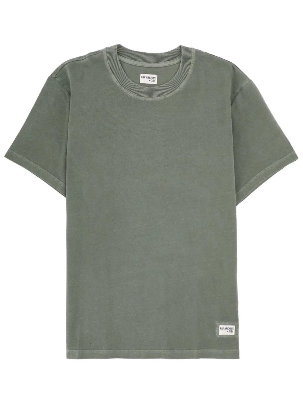 Fay Green Solid Crew Neck T-shirt In Green