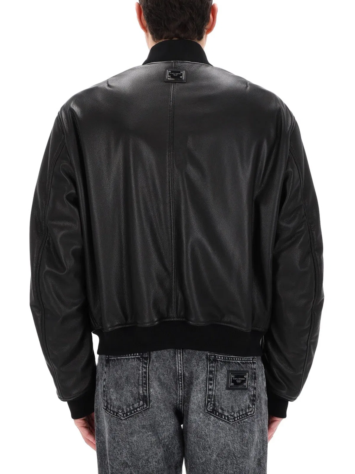 Dolce & Gabbana Black Solid Mock Collar Jacket In Black