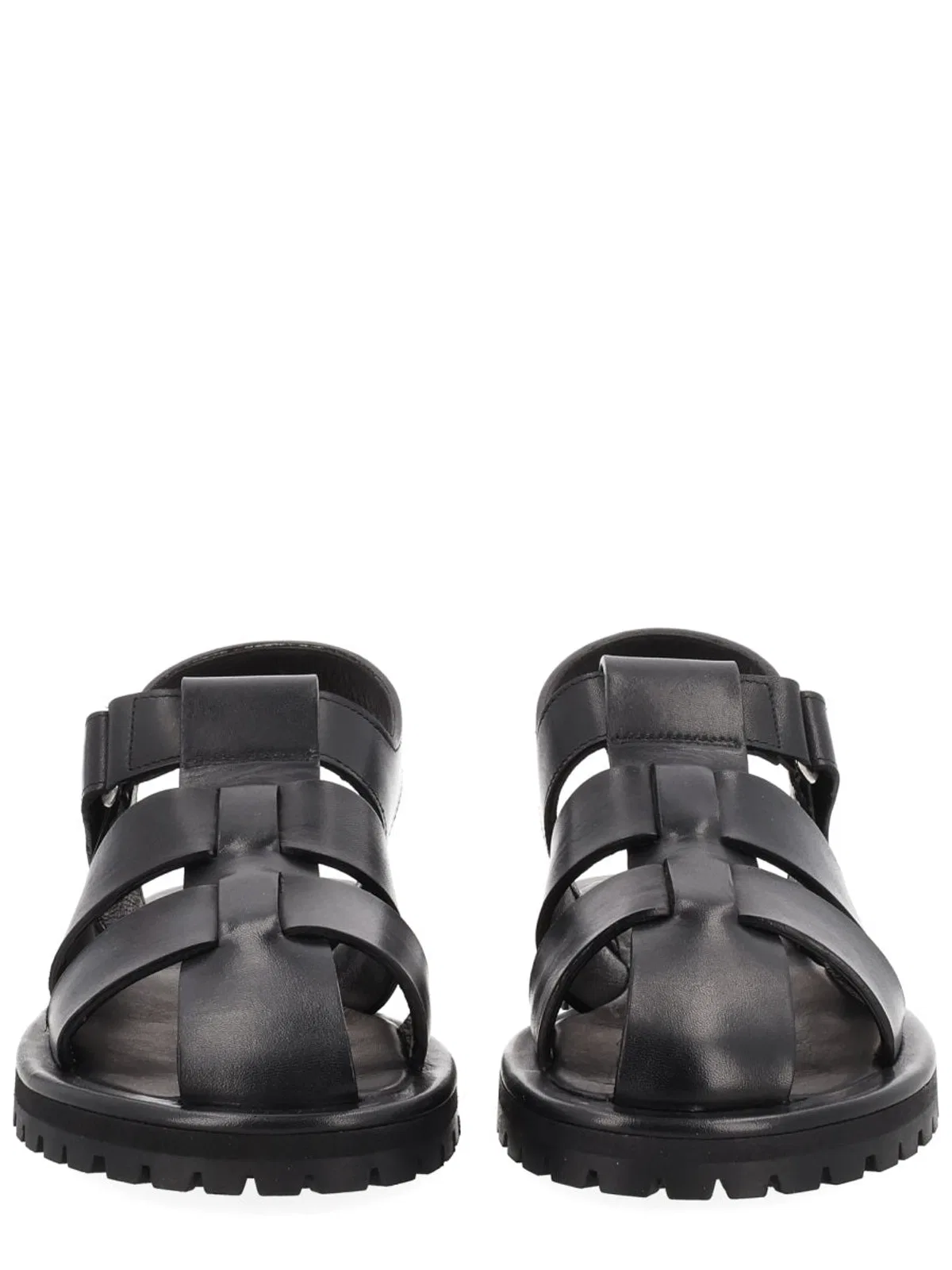 Studio Nicholson Black Calf Leather Micro Rubber Sandals In Multi