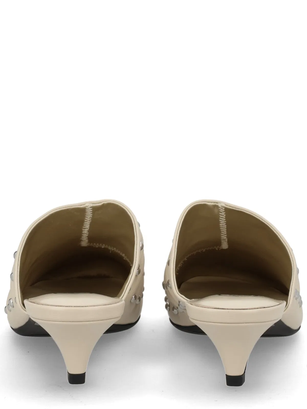Ash Eloise Pointed Studded Leather Mules In White