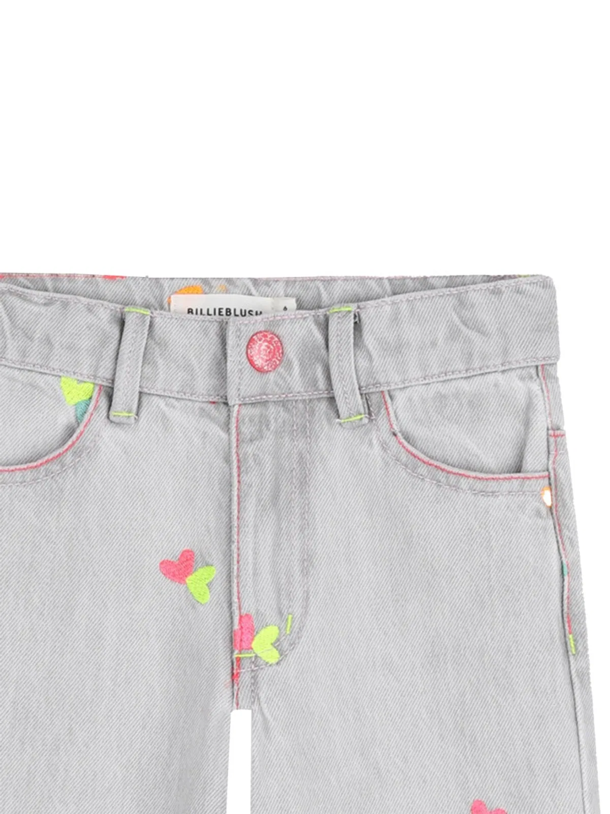 Billieblush Pantalone Jeans Con Cuoricini In Gray