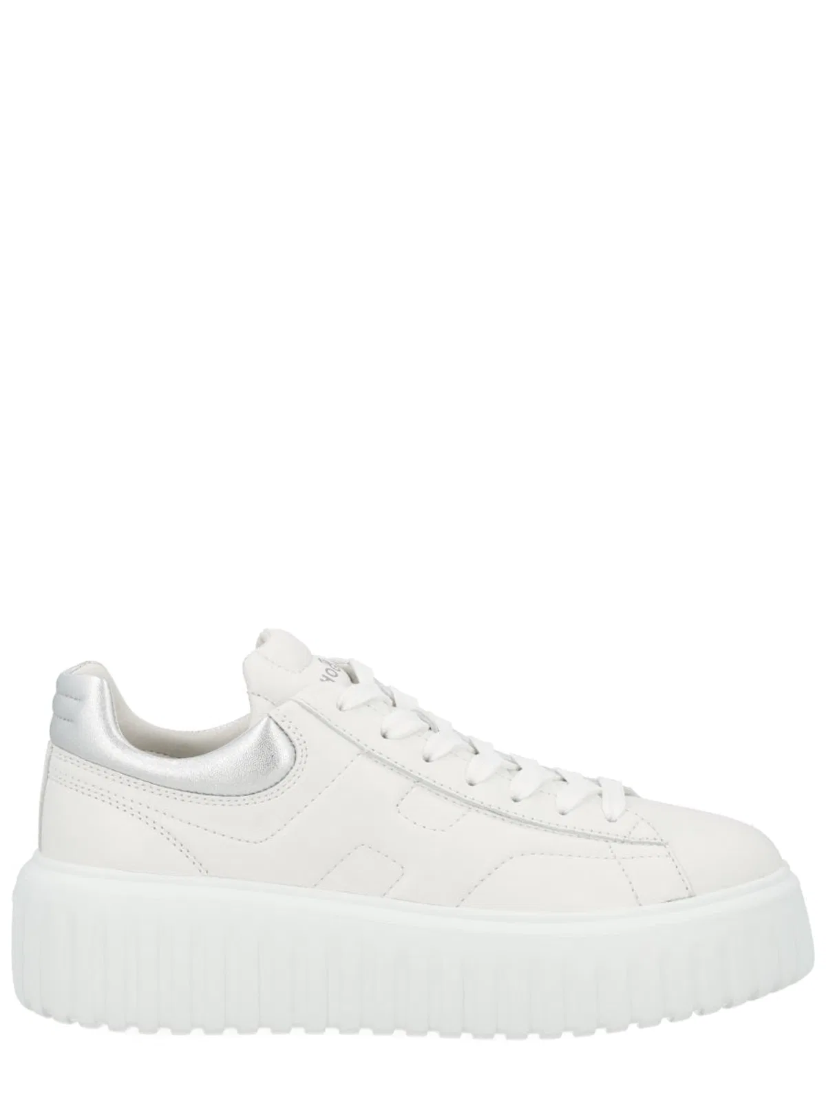 Hogan H-stripes Platform Leather Sneakers In Neutral