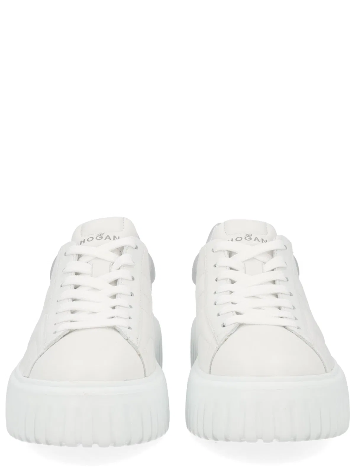 Hogan H-stripes Platform Leather Sneakers In Neutral