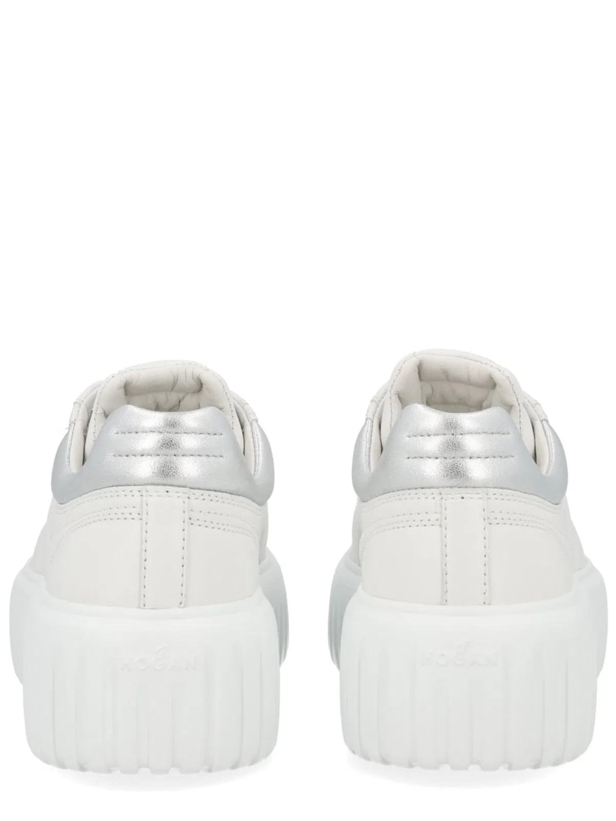 Hogan H-stripes Platform Leather Sneakers In Neutral