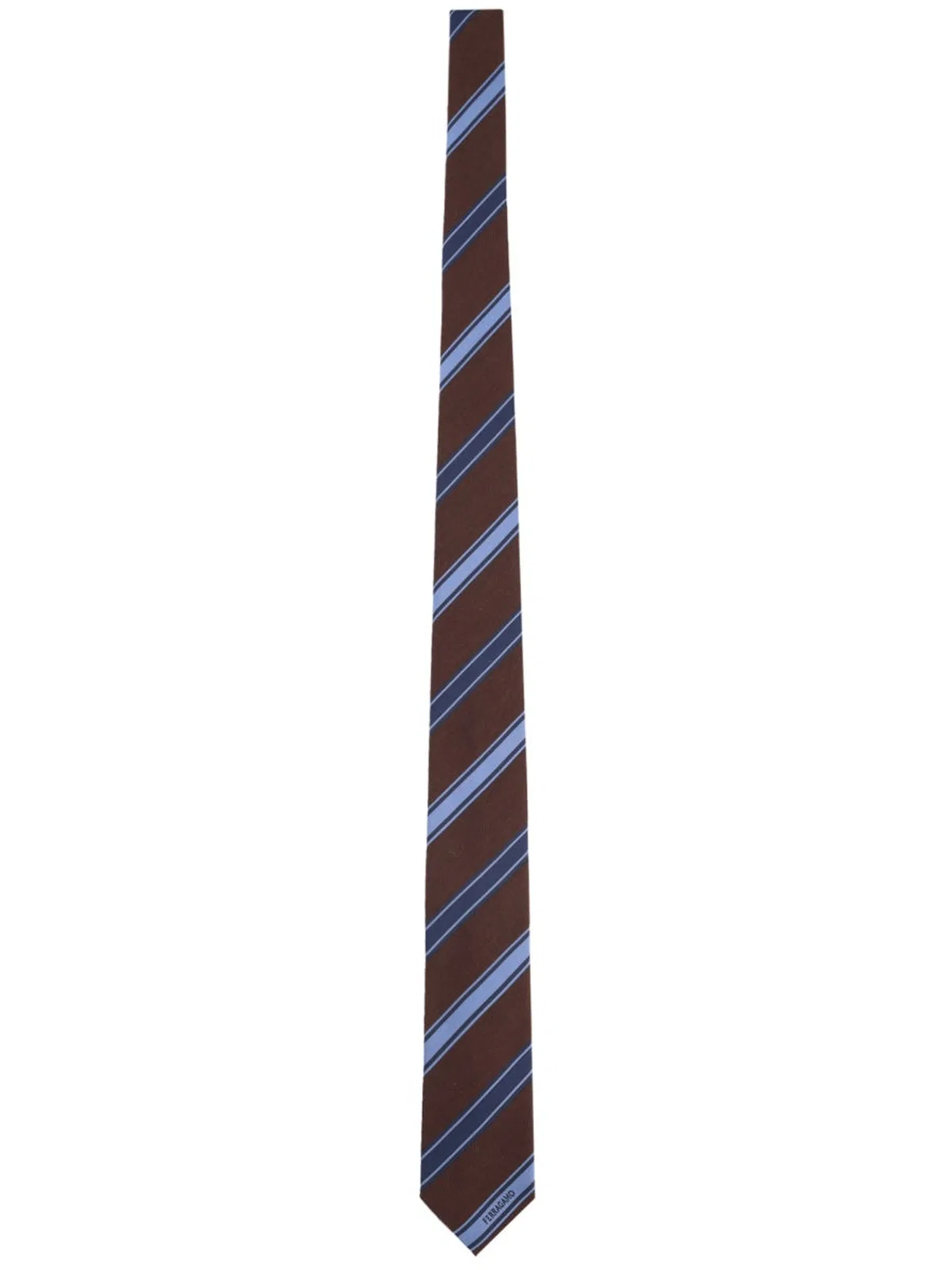 Ferragamo Regimental Silk Jacquard Tie In Brown