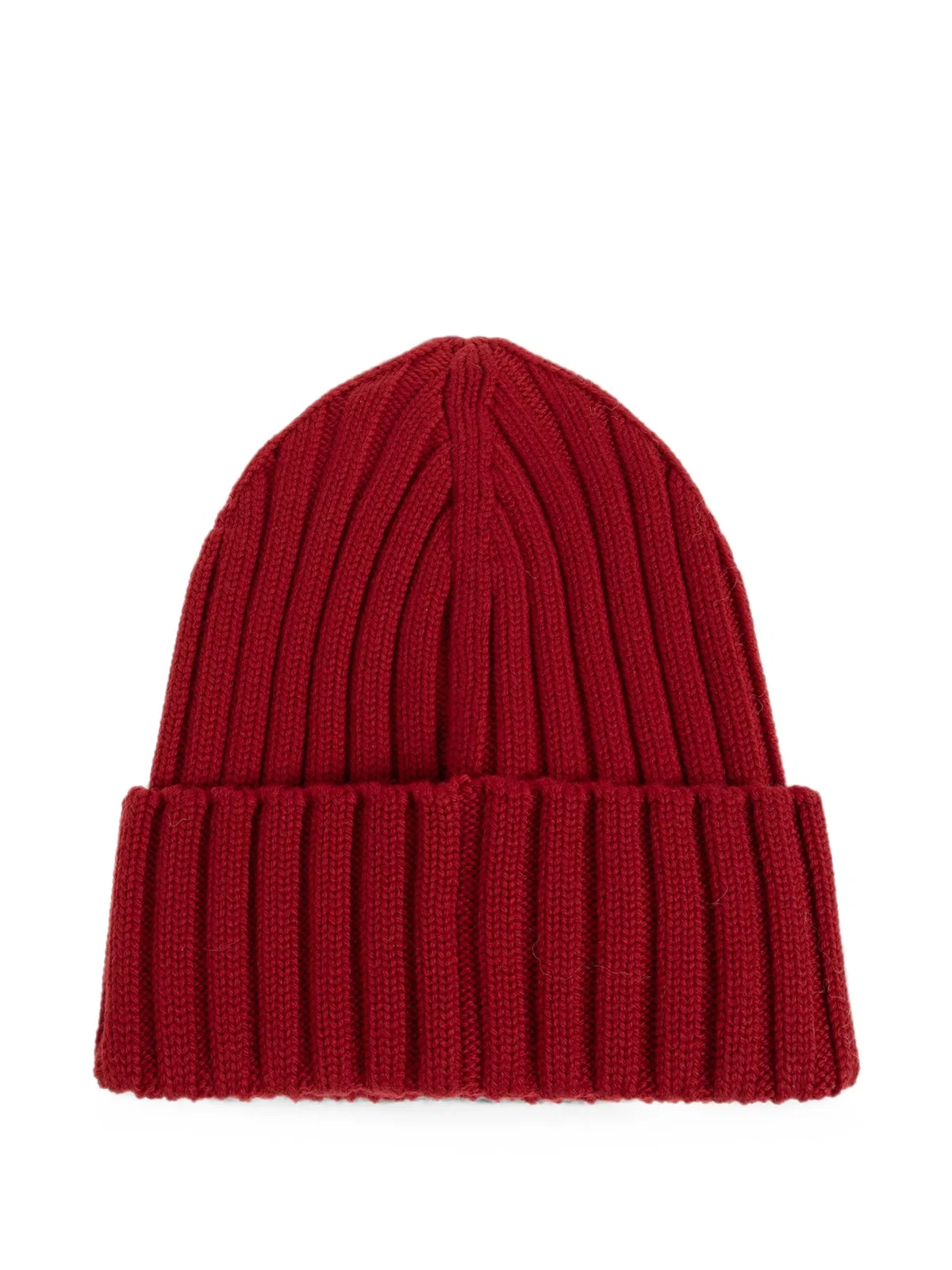 Moncler Cable-knit Wool Beanie With Logo In Burgundy In Burgundy
