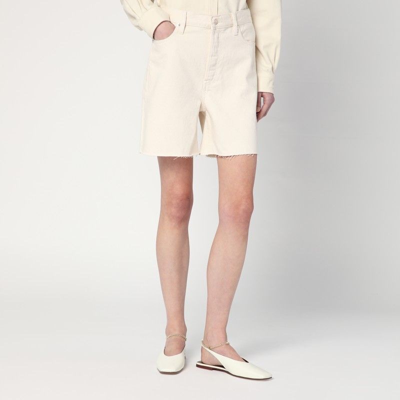 Butter-Coloured Denim Bermuda Shorts