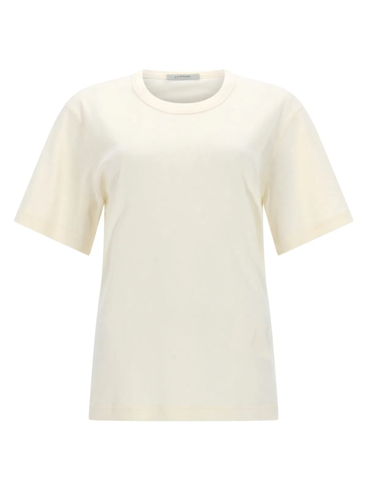 Lemaire Rib Minimalist Classic Crew Neck Cotton T-shirt In Neutral