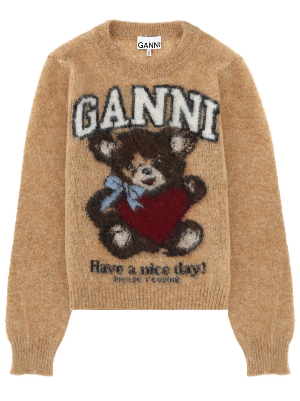 Ganni Printed Alpaca Wool Blend Sweater In Multi