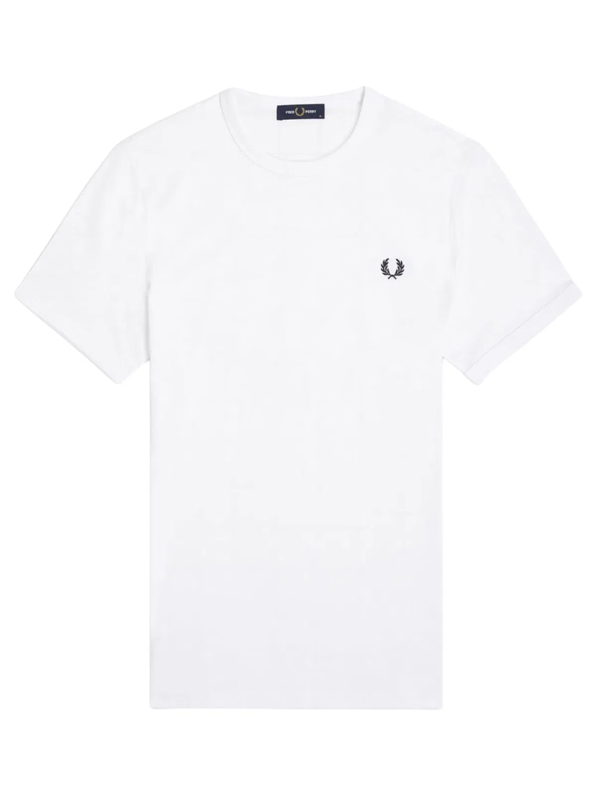 Fred Perry Ringer Wreath-embroidered T-shirt In White