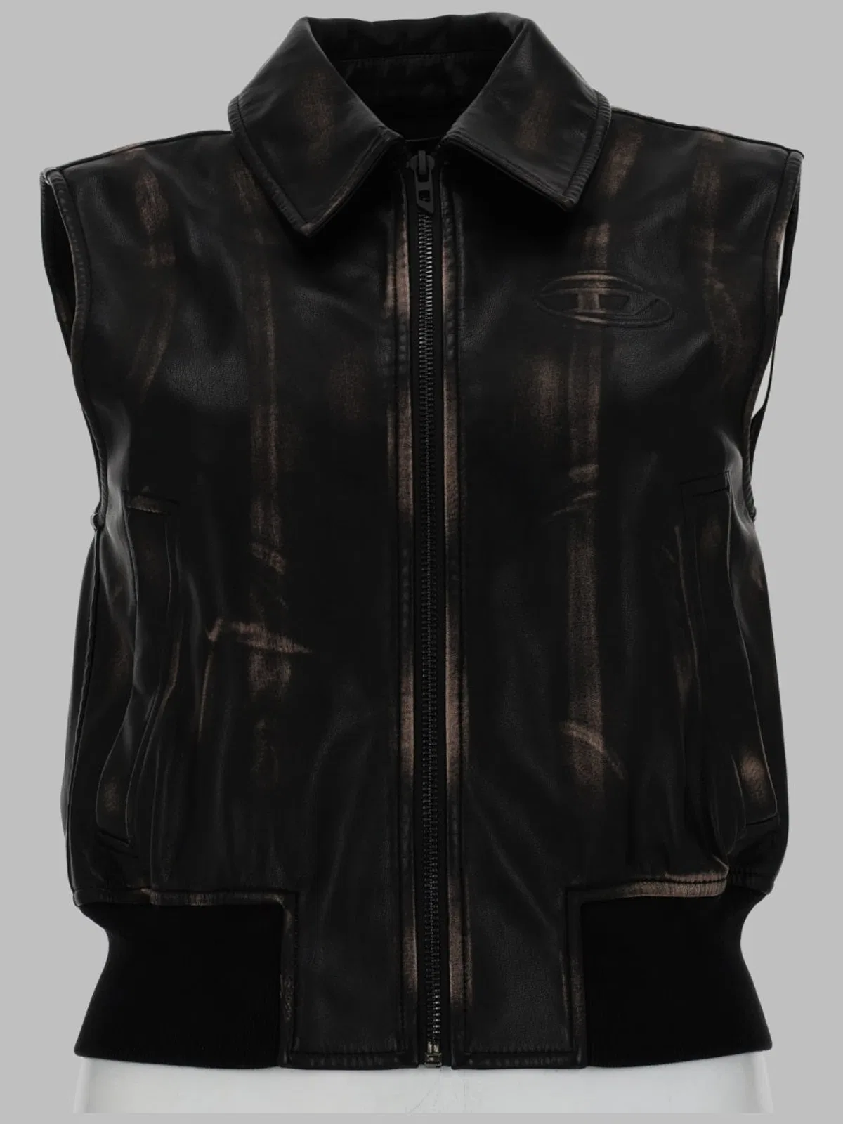 Diesel Gilet Bomber Con Effetto Distressed In Brown