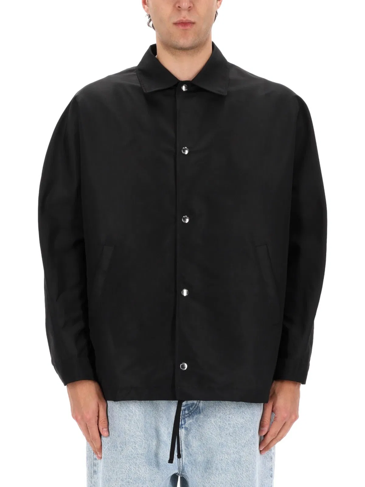 Givenchy Coach Jacket In Polyfaille Embroidered Paris In Black