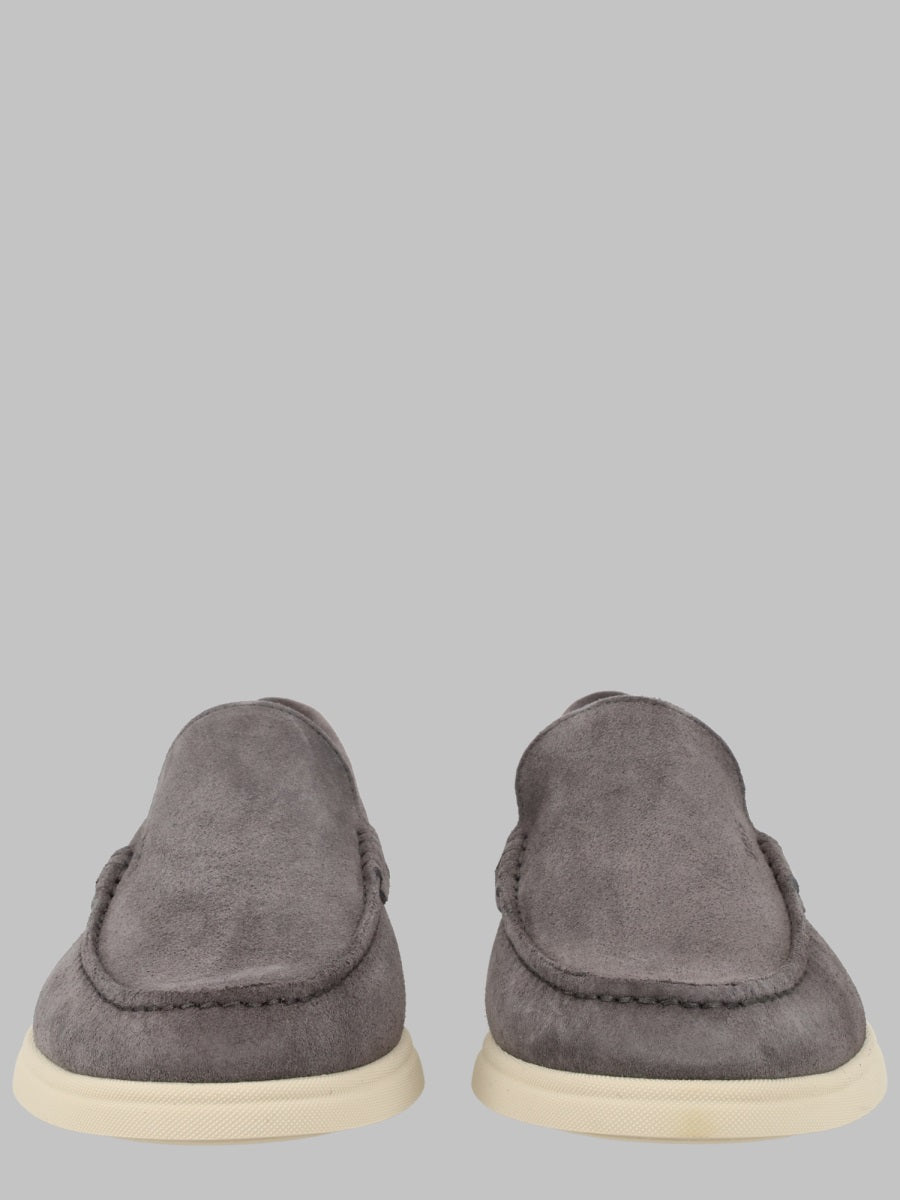 Mocassino In Pelle Scamosciata Con Logo