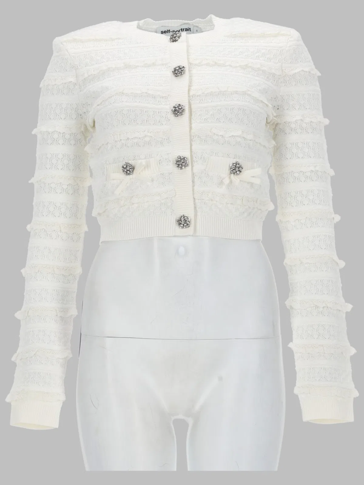 Self-Portrait Cardigan Traforato Con Strass