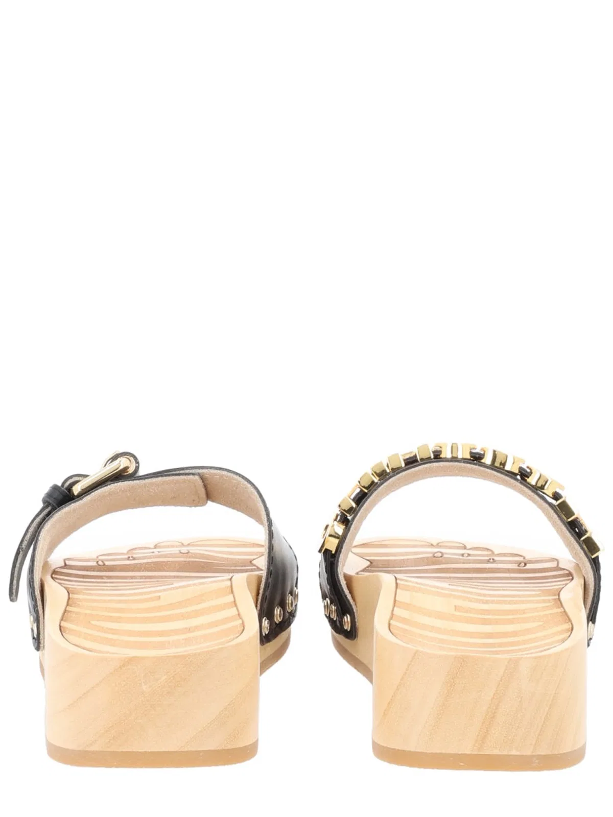 Moschino Platform Clog Sandals Open Toe Studs In Black