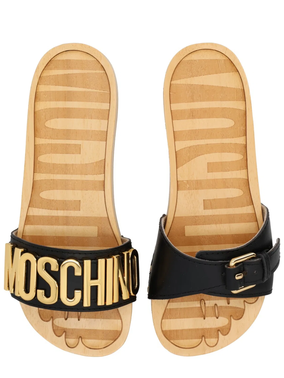 Moschino Platform Clog Sandals Open Toe Studs In Black