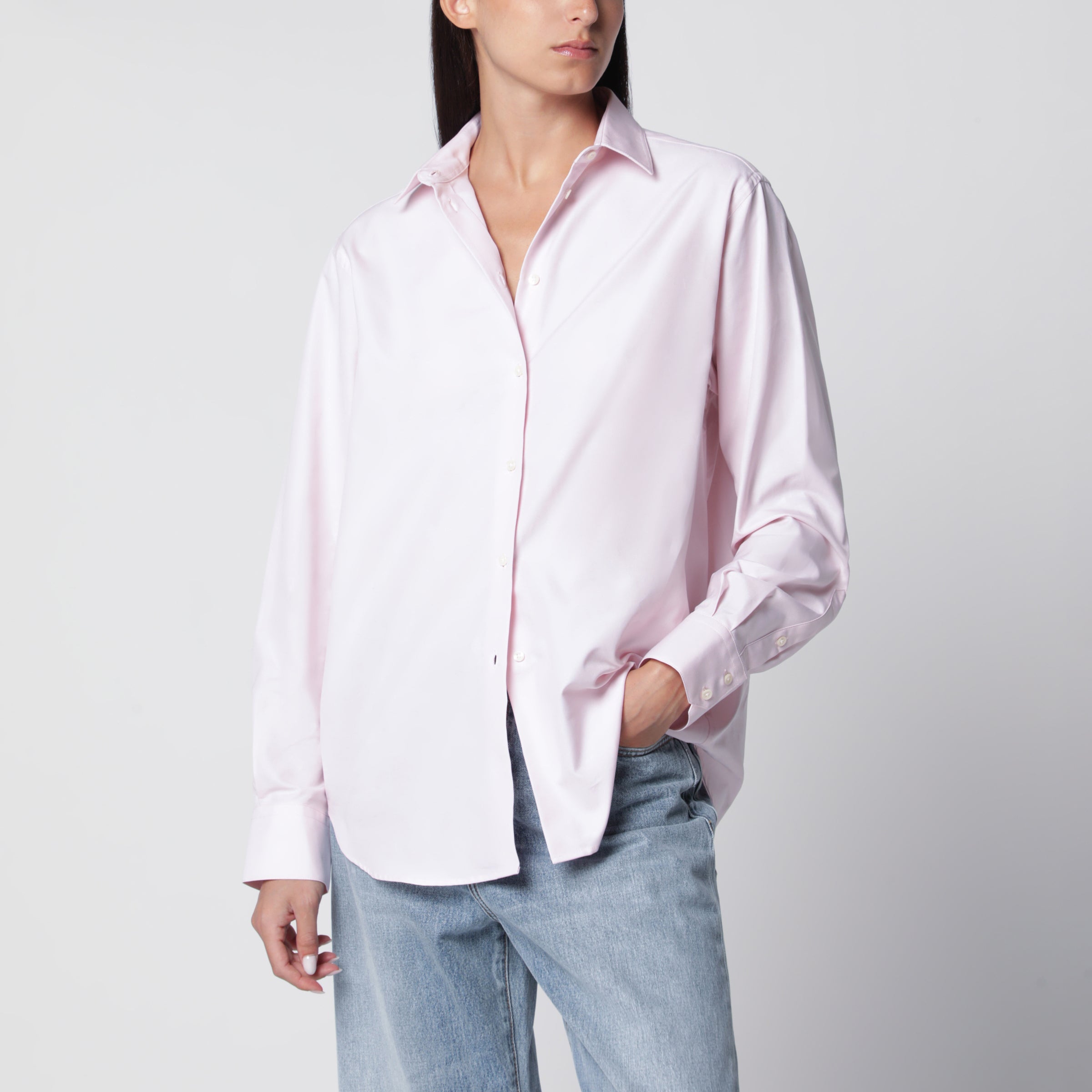 Pink Cotton Button-Down Shirt