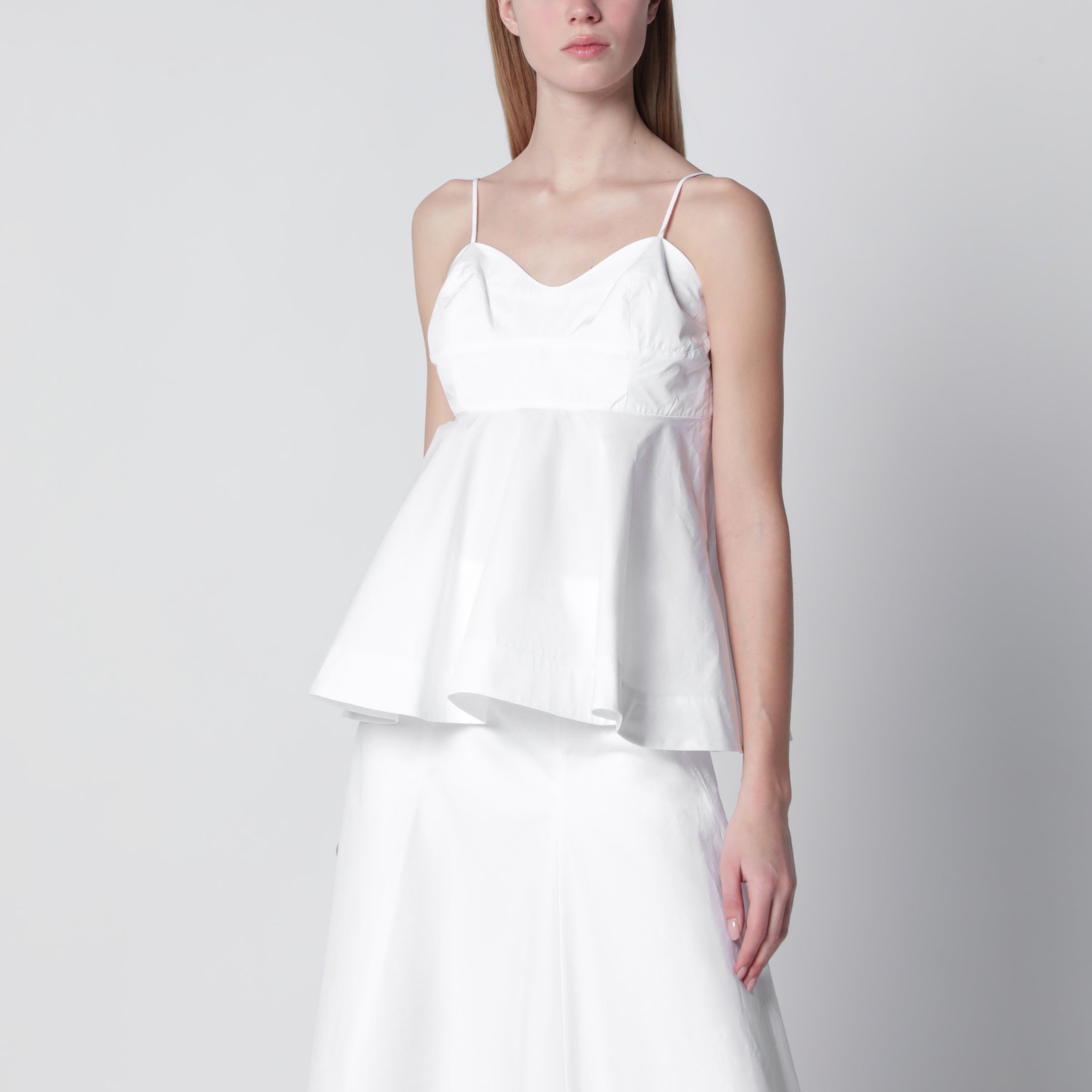 Optical White Peplum Bustier