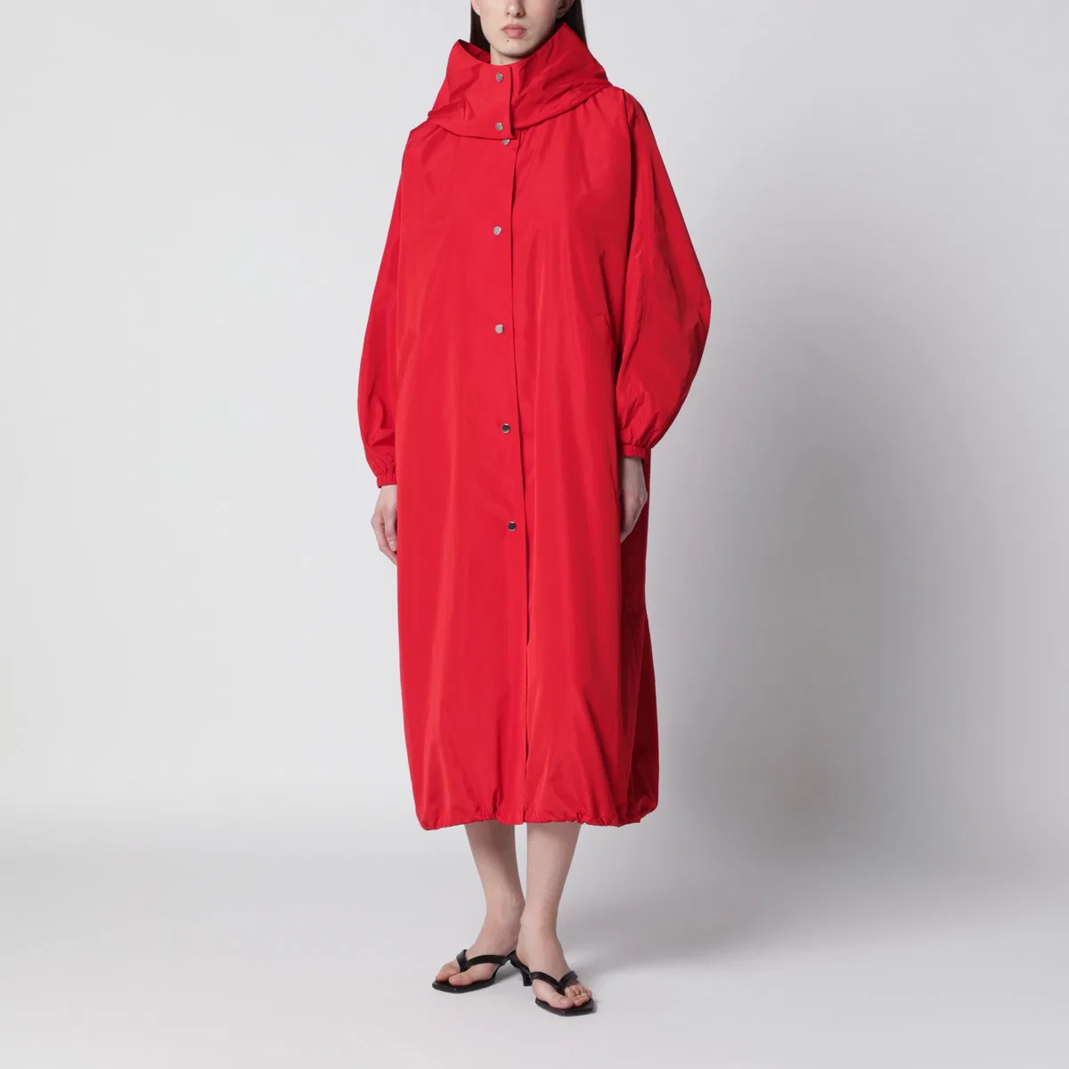 Red Oversize Coat In Silkblend Fabric