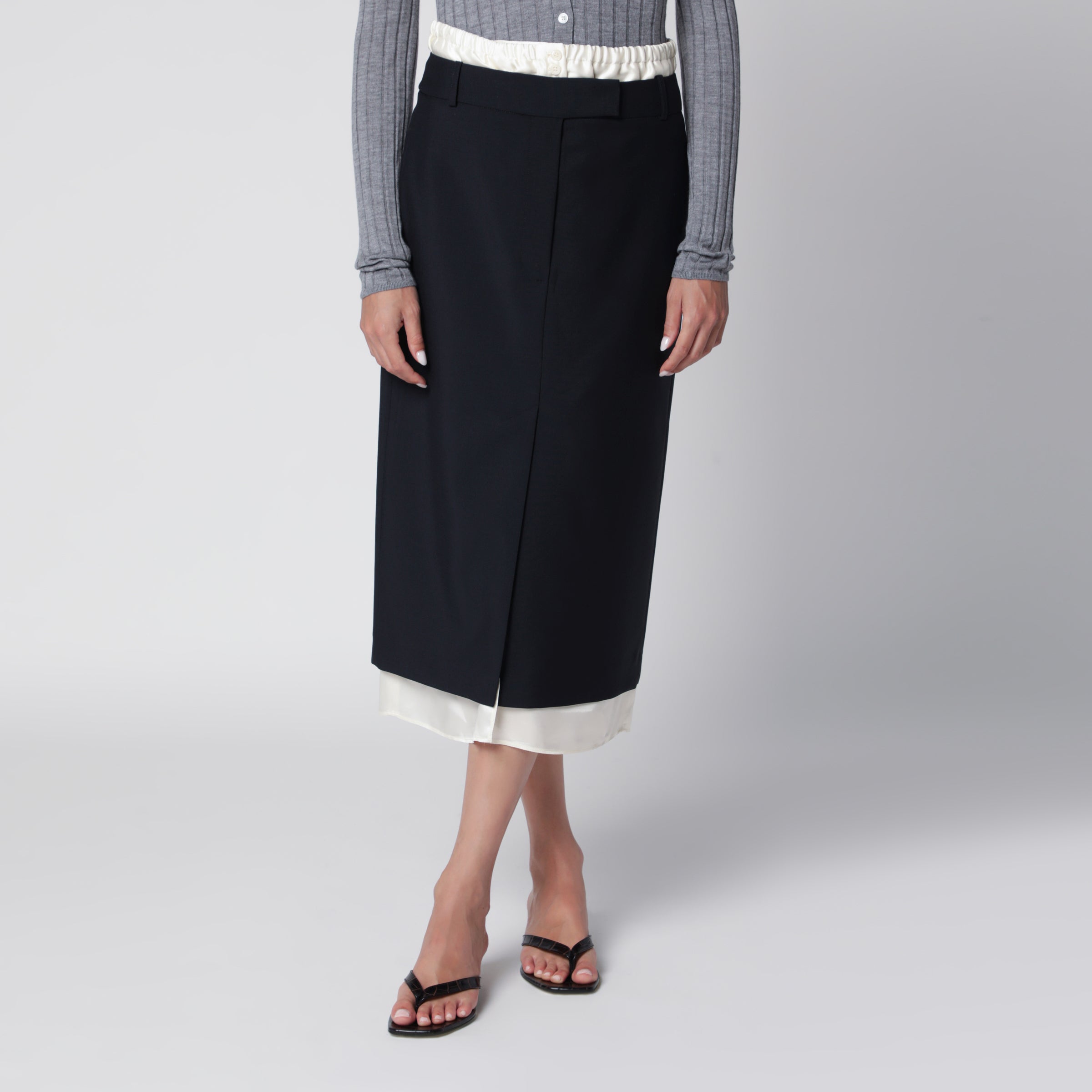 Navy Blue Skirt With Boxer Detail