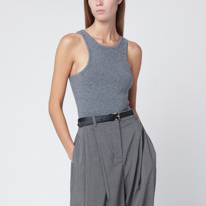 Luna Top In Grey Wool And Cashmere