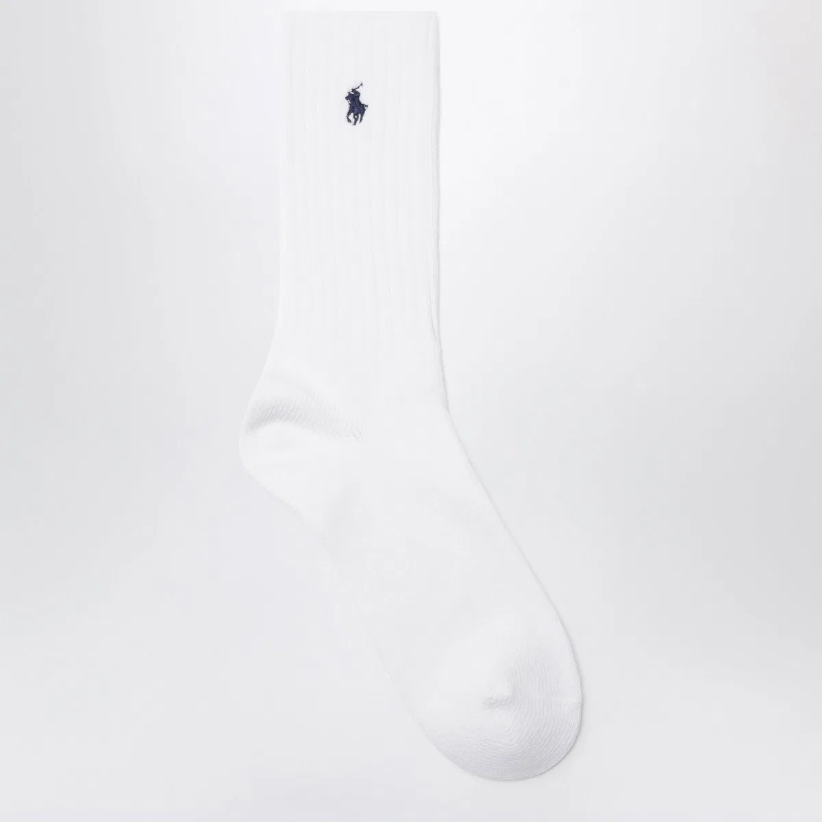 White/Navy Cotton-Blend Logo Socks