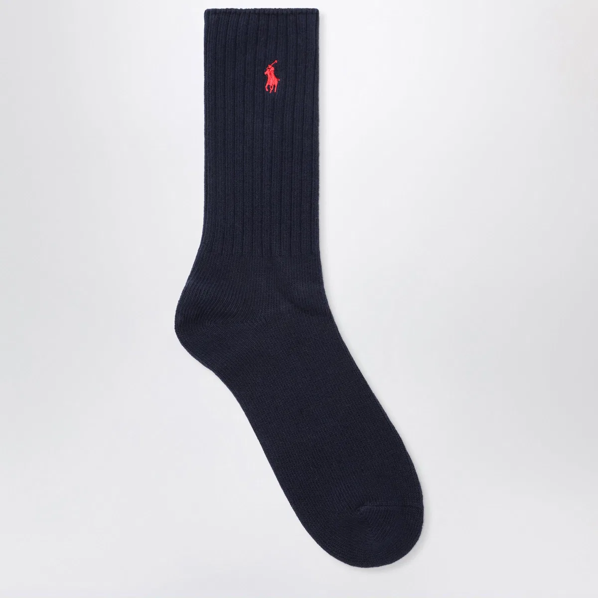 Navy/Red Cotton-Blend Logo Socks