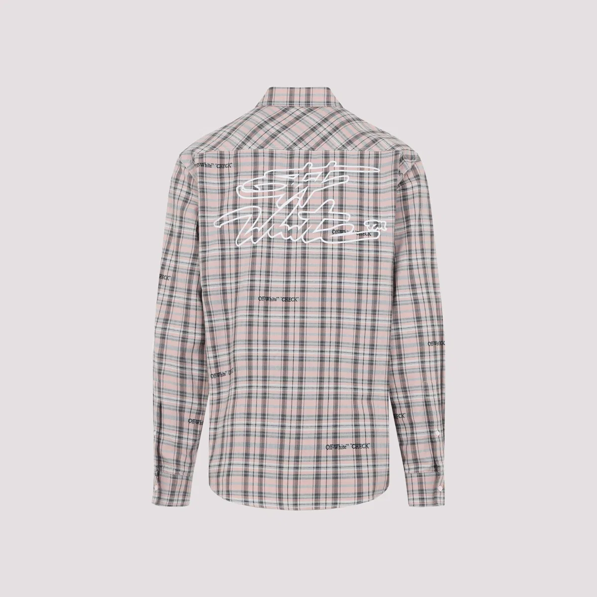 Off-white Flannel Shirt Rounded Hemline Check Cotton In White