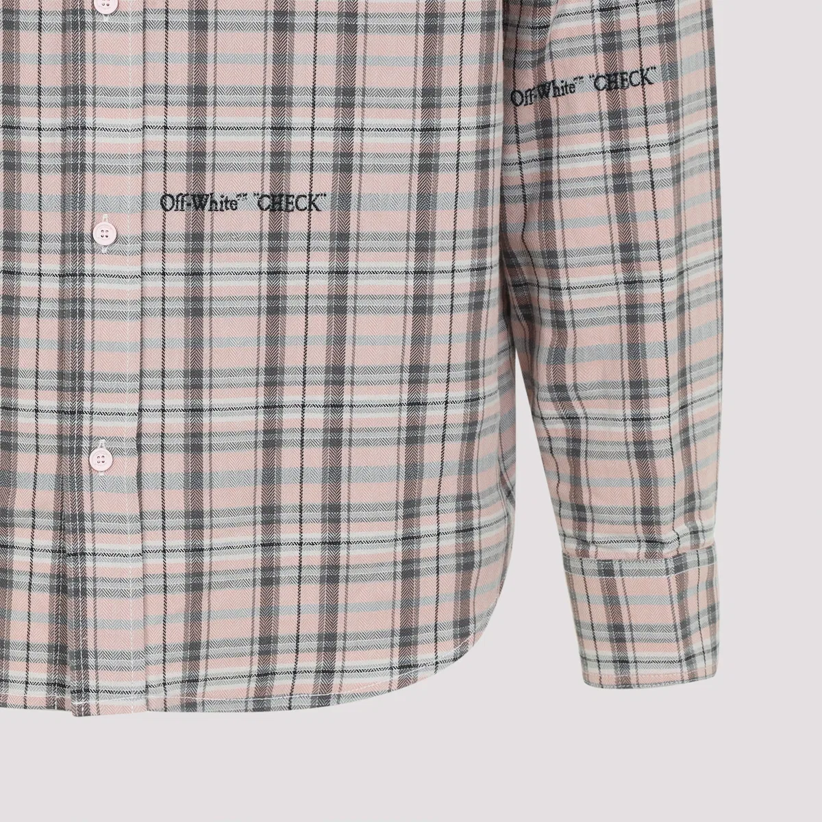 Off-white Flannel Shirt Rounded Hemline Check Cotton In White
