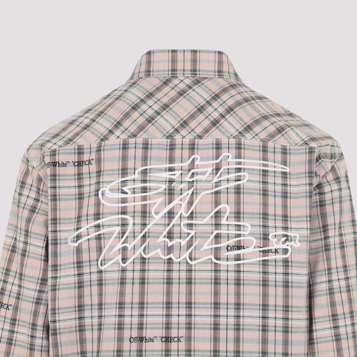 Off-white Flannel Shirt Rounded Hemline Check Cotton In White