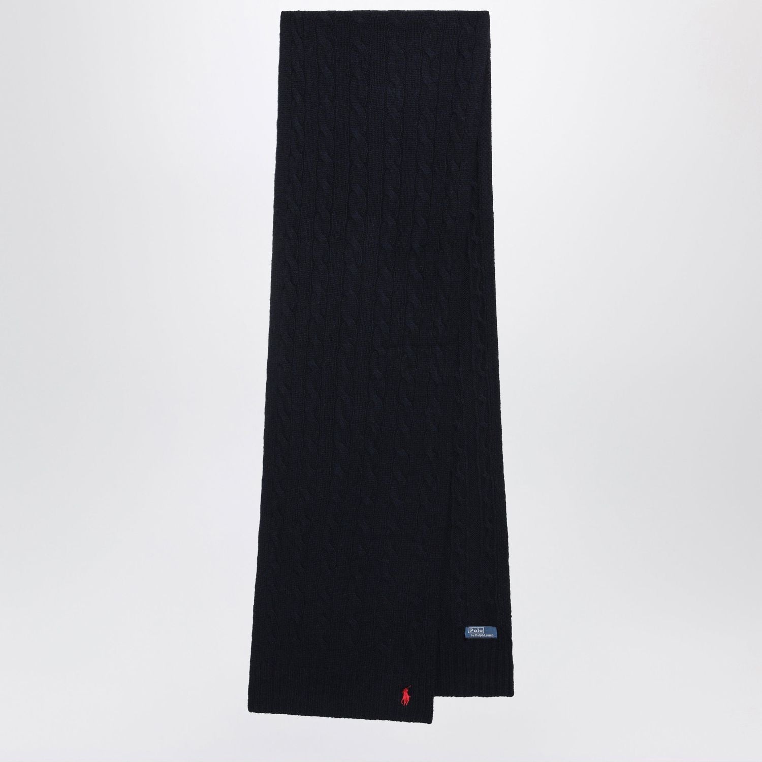Navy Cableknit Wool And Cashmere Scarf