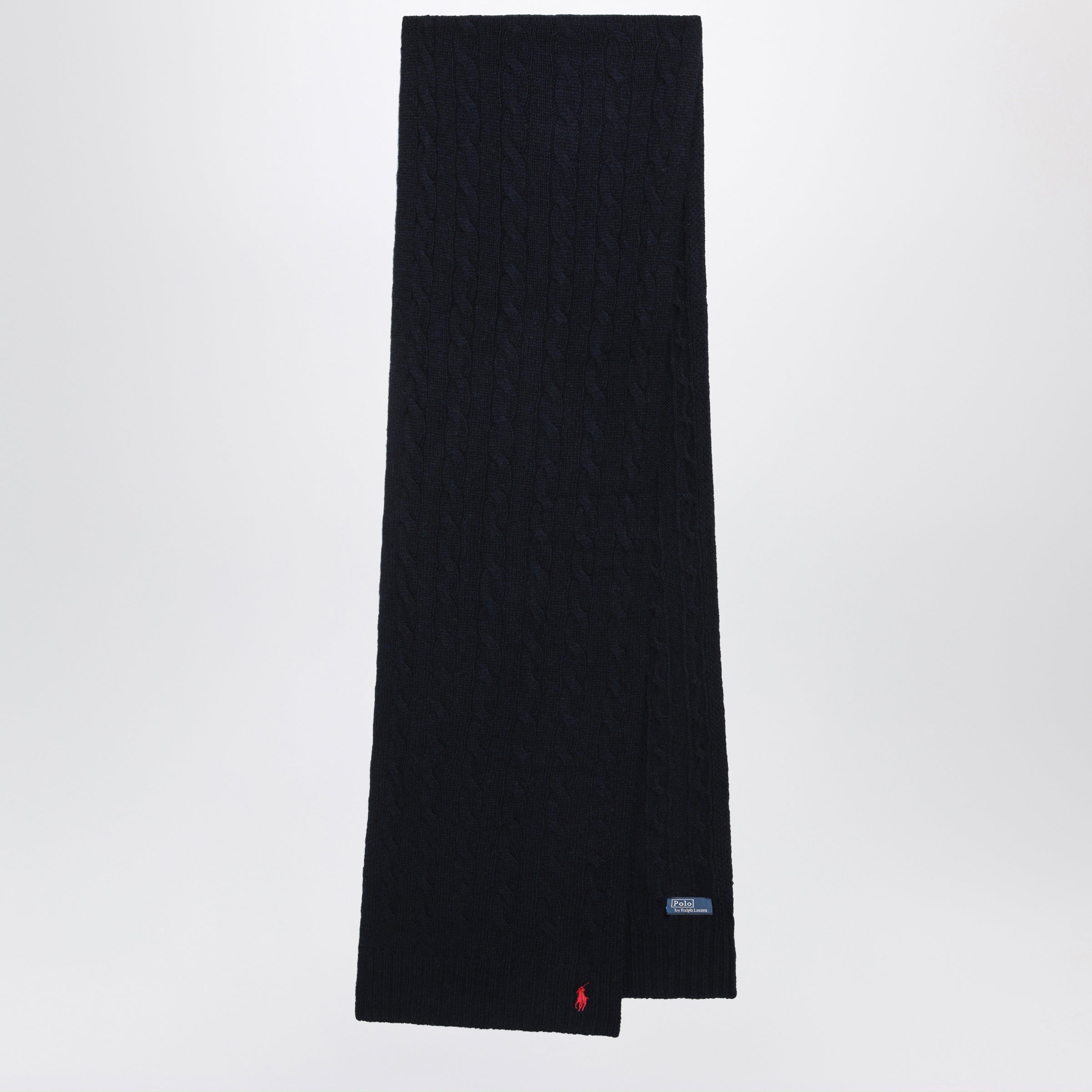 Navy Cable-Knit Wool And Cashmere Scarf