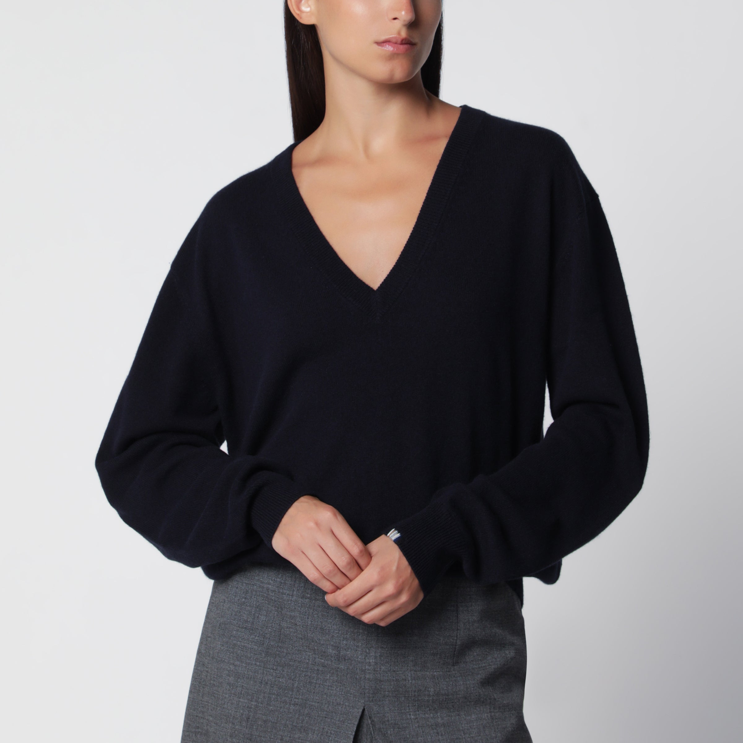 Ben Navy Cashmere V-Neck Sweater
