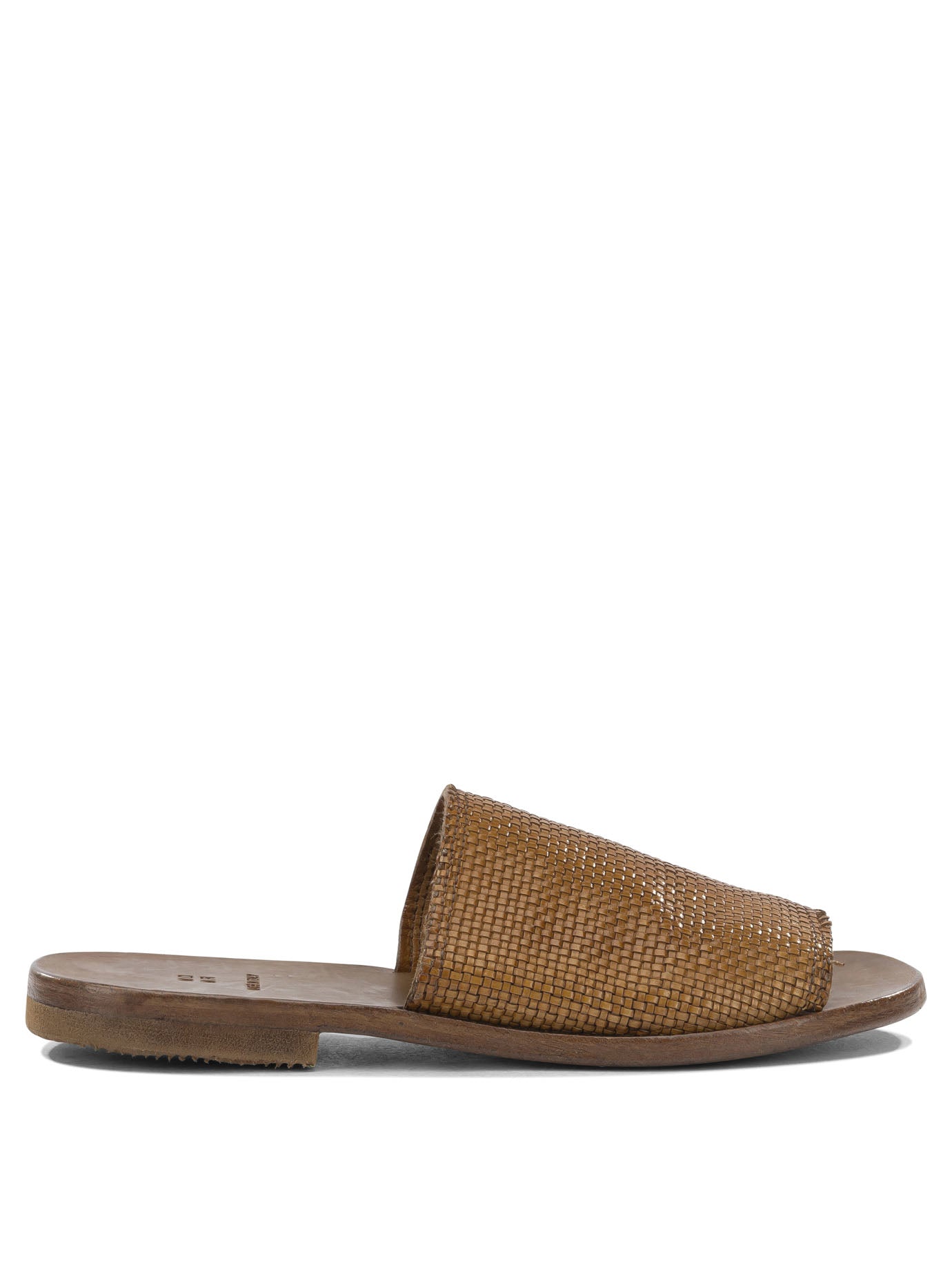 Brown Calf Leather Rubber Sandals