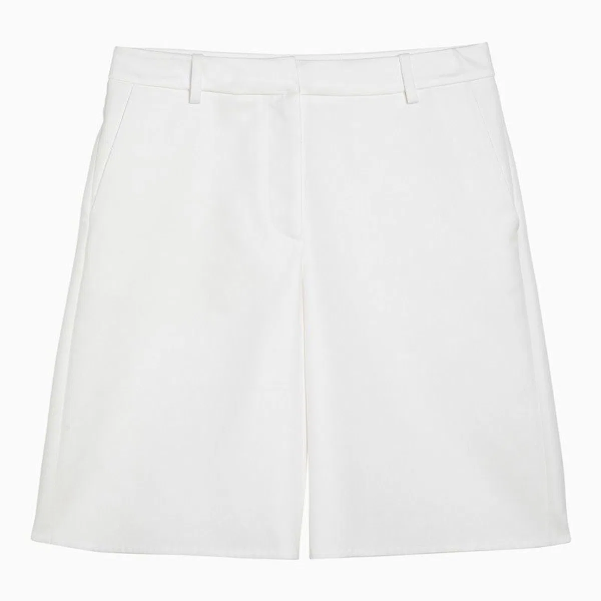 White Cotton Blend Shorts