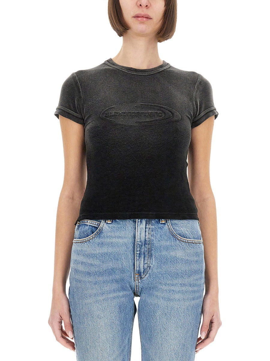 Black Stretch Terry Fabric T-Shirt