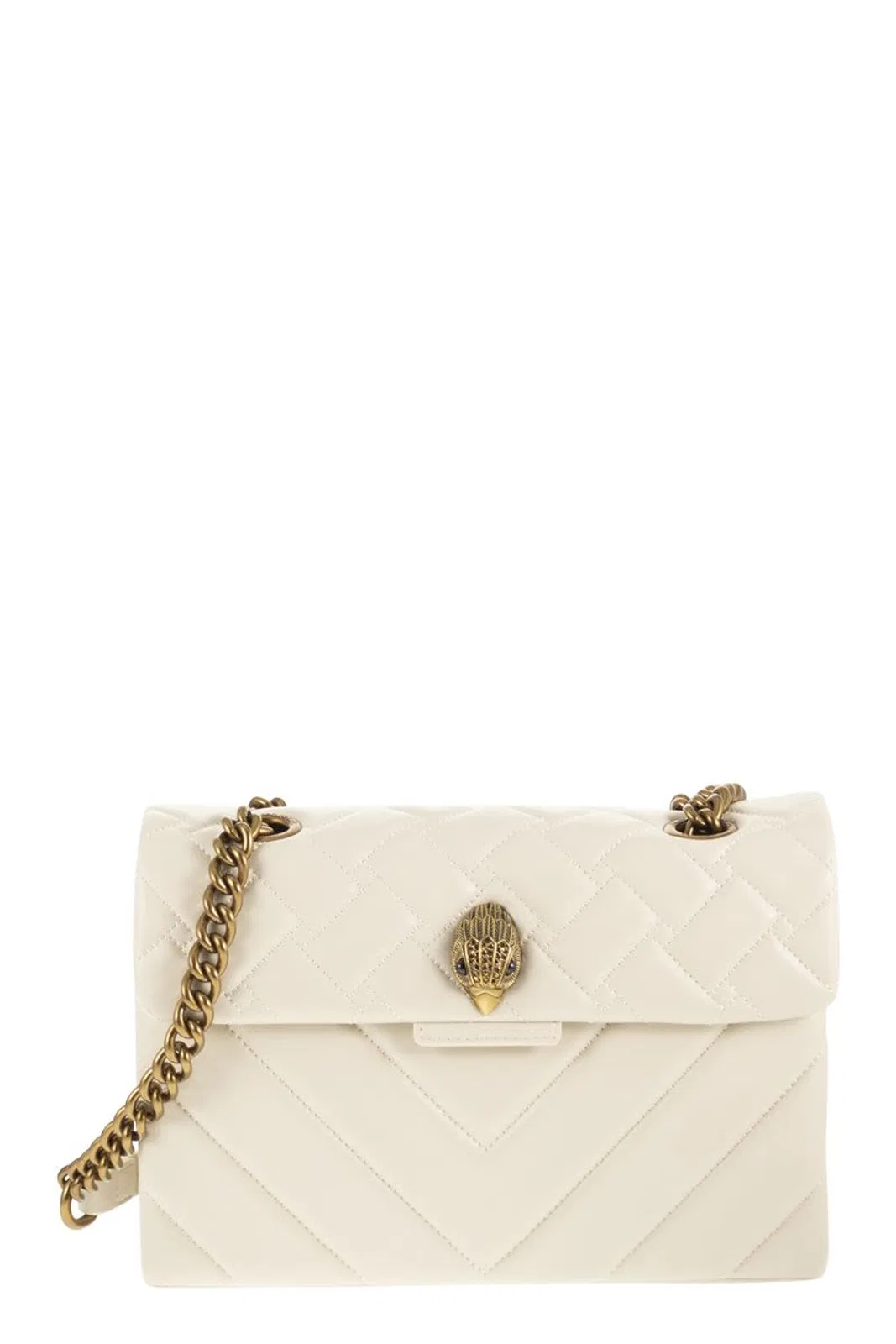 Kensington Large Quilted Leather Shoulder Bag With Eagle Head