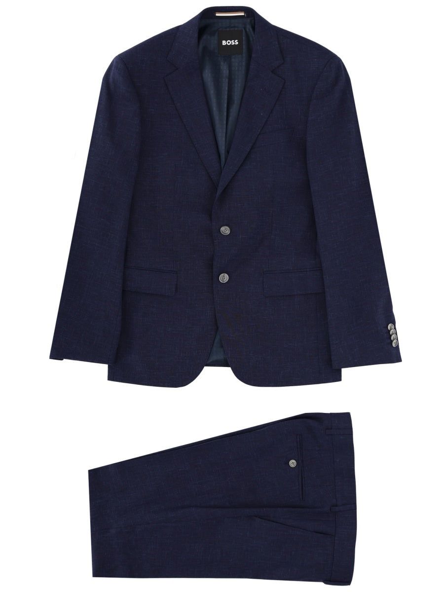 Blue Wool-Linen Suit
