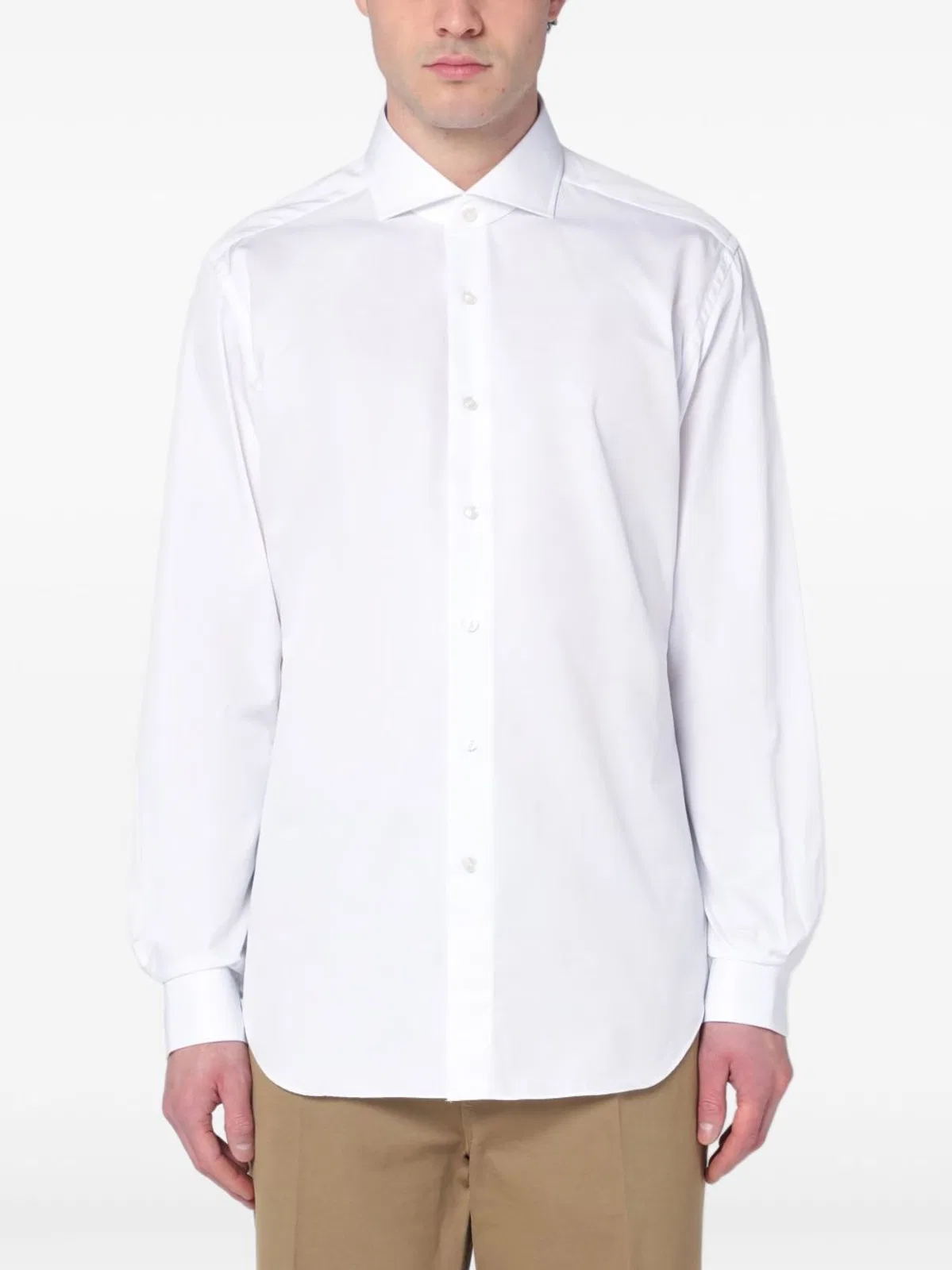 Xacus Ceremony Cotton Poplin French Collar Shirt In White